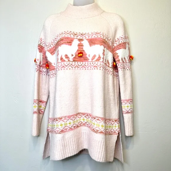 Anthropologie | Aimee Pommed Novelty Print Alpaca Mock Neck Sweater - Picture 3 of 16